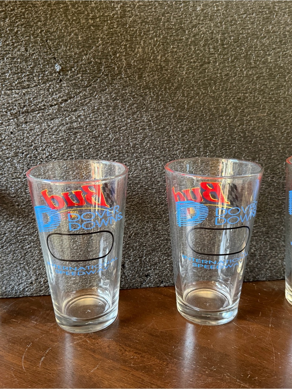 Budweiser Clear Pint Glasses with Red & Blue Logo